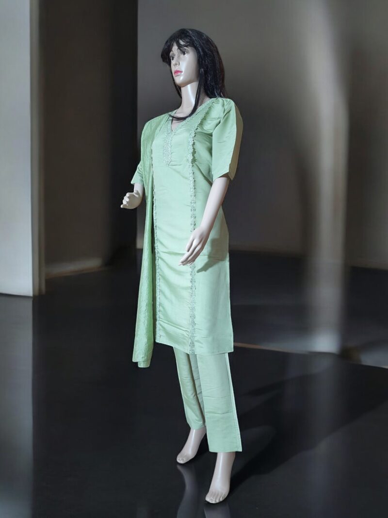 Premium Roman Silk Kurta, Pant, Dupatta  3 Piece set - Image 3