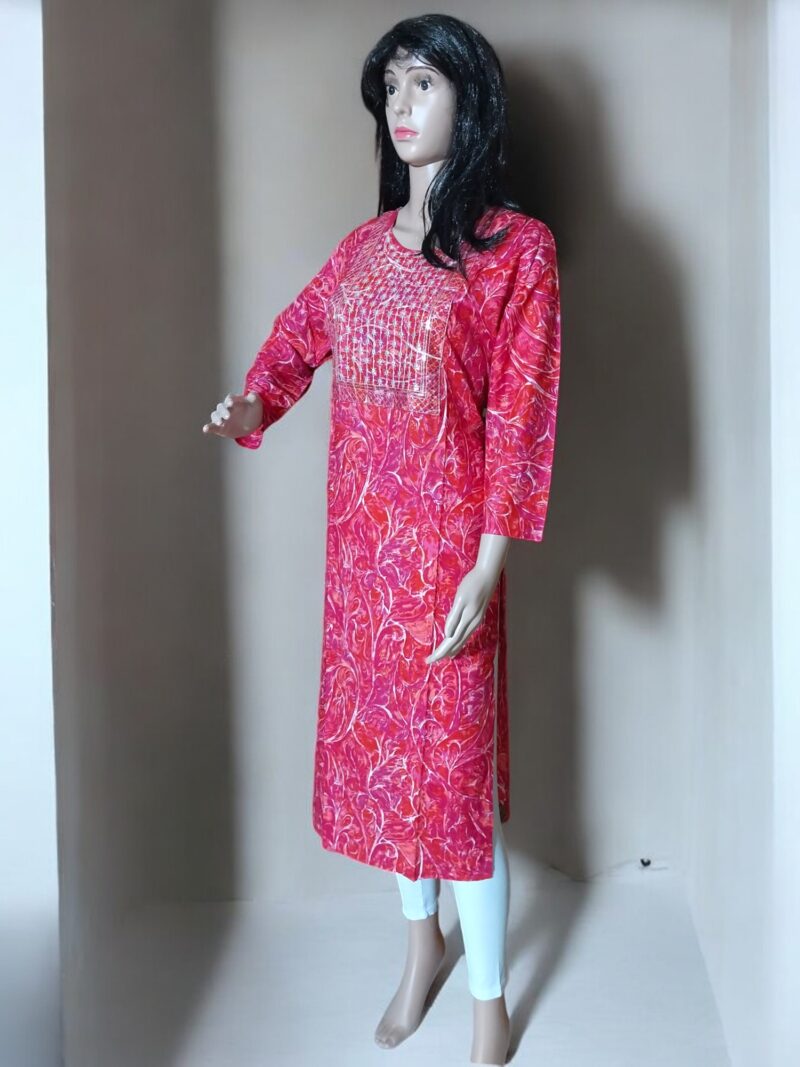 Reyon Printed sequence work kurta - Image 2