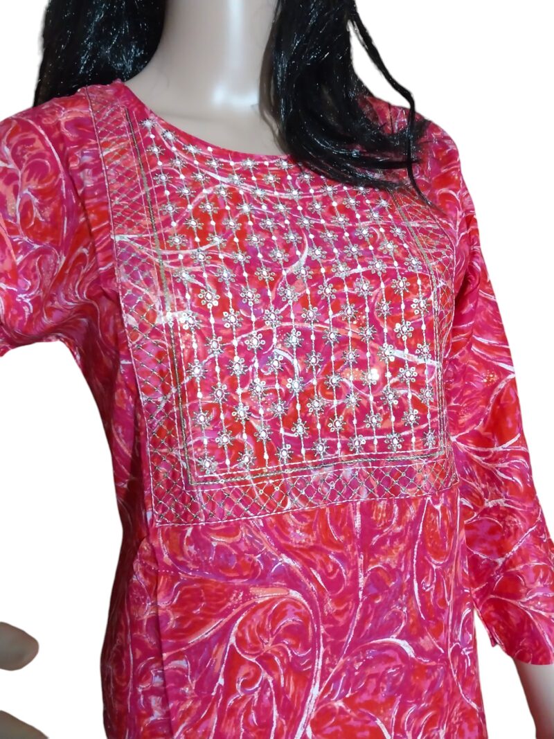 Reyon Printed sequence work kurta - Image 5