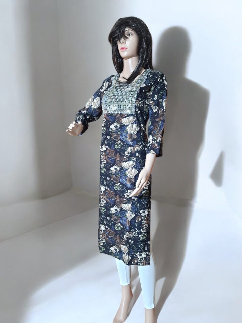 Reyon Printed sequence work kurta - Image 3