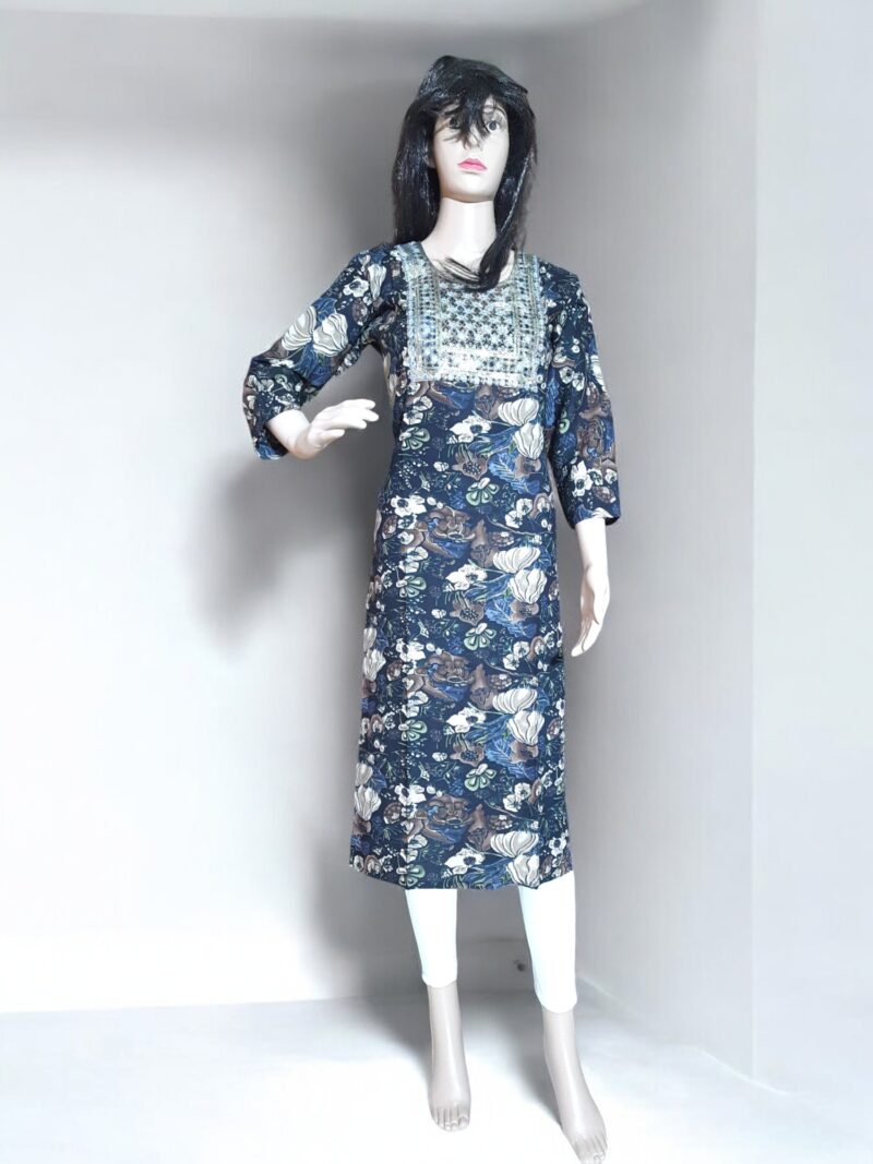 Reyon Printed sequence work kurta - Image 2