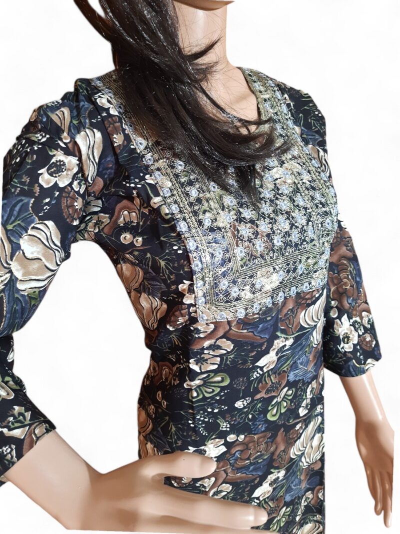 Reyon Printed sequence work kurta - Image 5