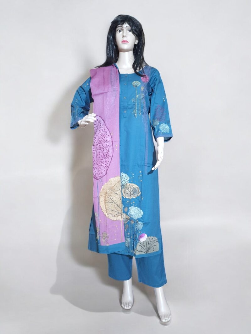 Rahiwell Branded Pure Cotton hand work 3 peice Kurta set - Image 2