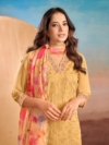 3 piece set kurta, bottom sarten organza dupatta - Image 2