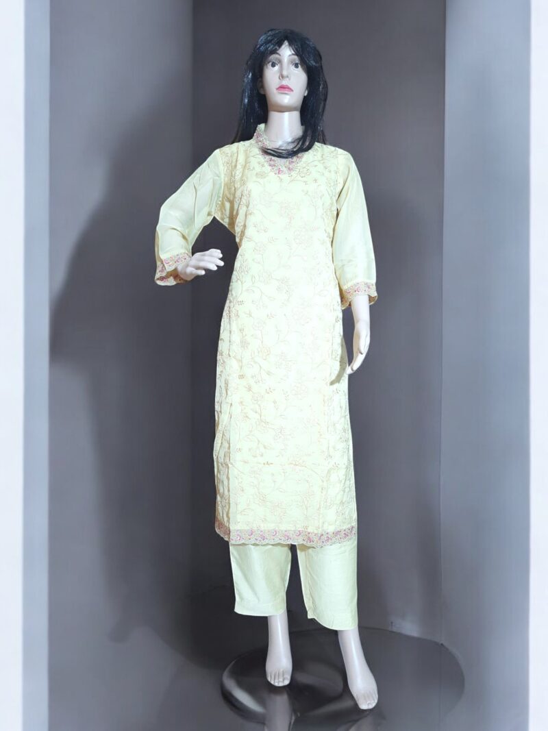 3 piece set kurta, bottom sarten organza dupatta - Image 7
