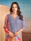 3 piece set kurta, bottom sarten organza dupatta - Image 2
