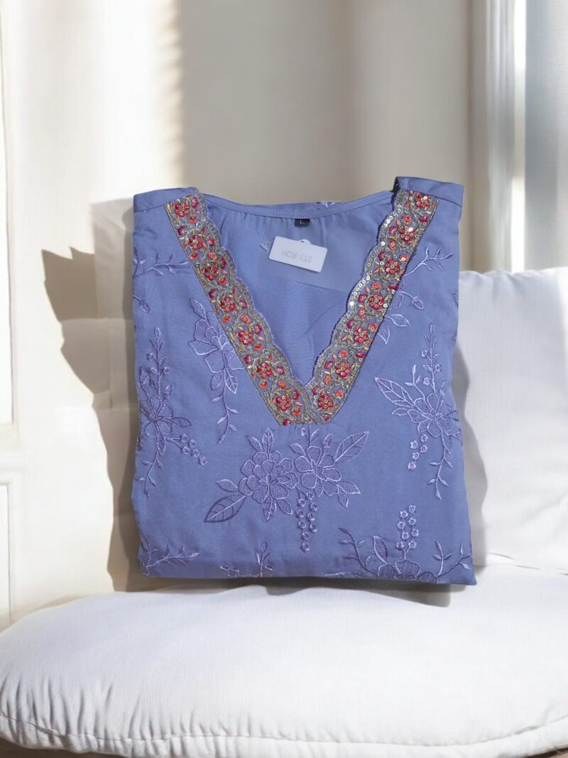 3 piece set kurta, bottom sarten organza dupatta - Image 9
