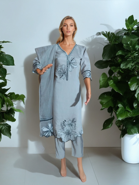 Rahiwell grey kurta set