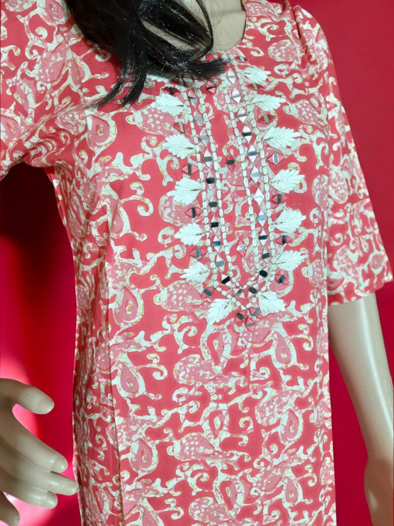Rahi Reyon cotton printed mirror work - Image 4